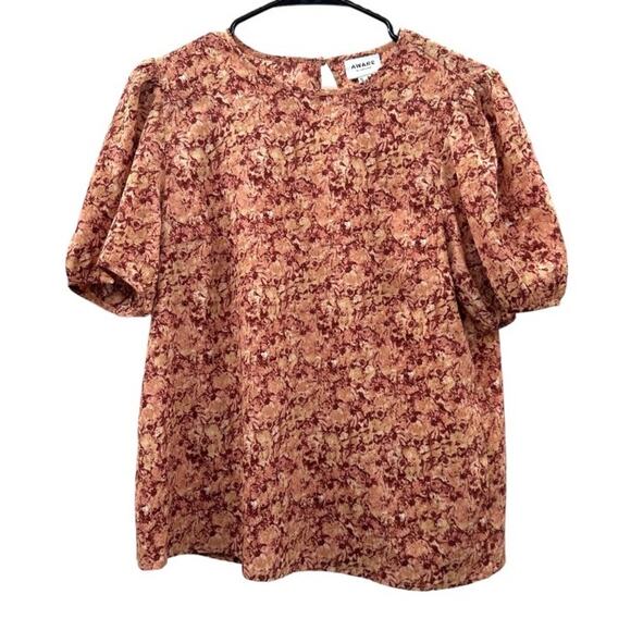 Aware by Vero Moda Orange & Red Printed Short Sleeve Top Size‎ M - Picture 1 of 8